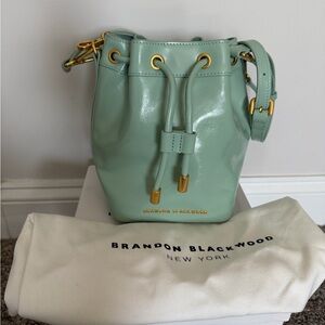 Brandon Blackwood Mint Oil Leather Bucket Bag